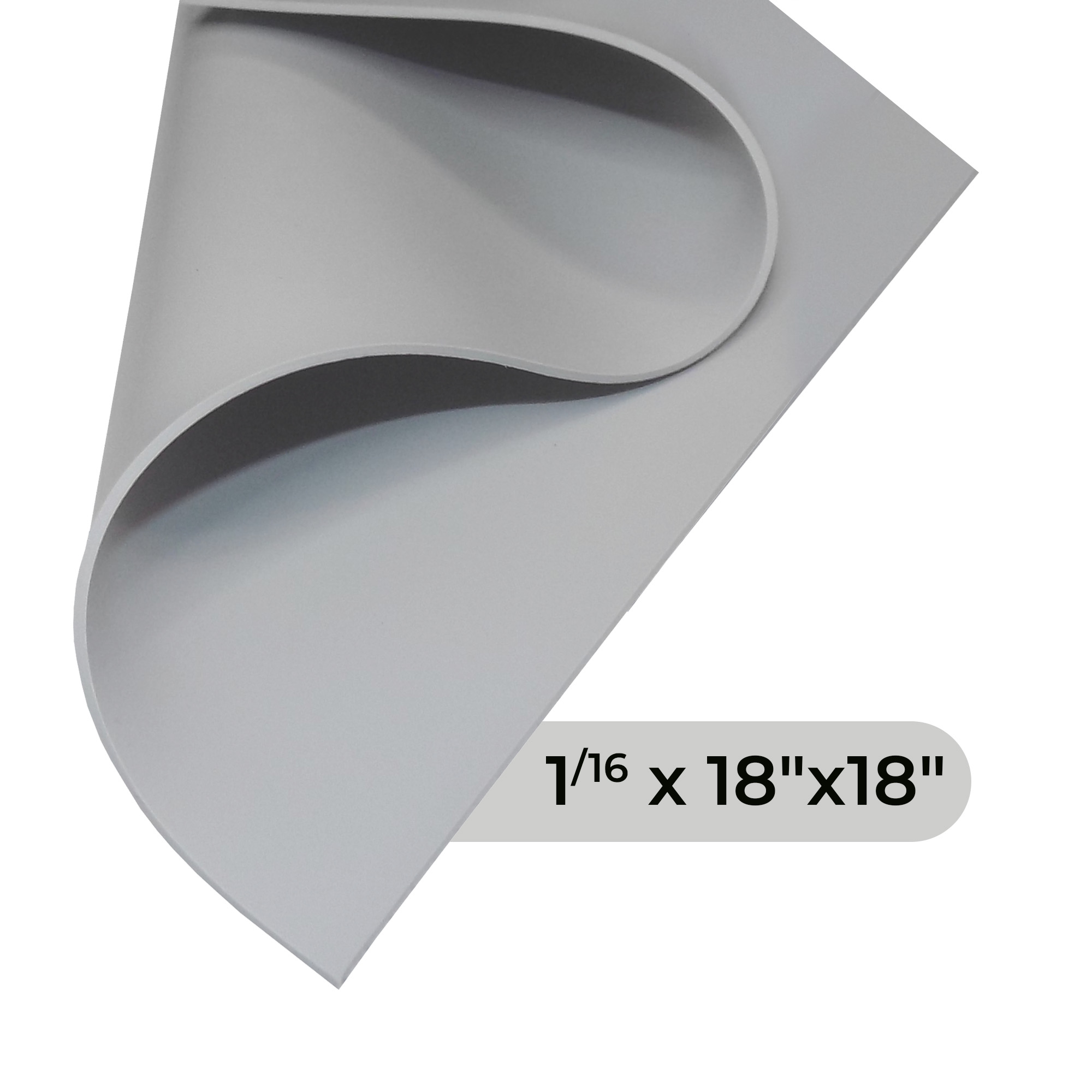 Exactly Rubber Grey Commercial Grade Silicone Sheet 1/16 x 18” x 18
