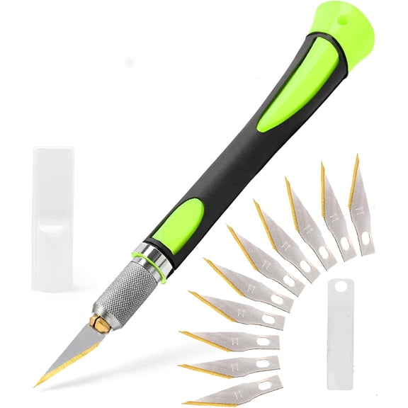 Exacto Hobby Knife Set, Precision Art Craft Utility Knife Kit with 10PCS # 11 Titanium Coated Blade Refill for Working-Stencil, Scoring, Scrapbooking, Architecture Modeling, Crafting (Green)