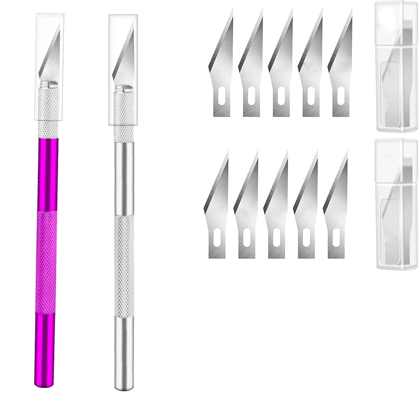 Exacto Knife, 2 Exacto Knives with 10 Spare Exacto Blades, Craft Knife, Hobby Knife, Precision Knife, Exacto Knife Set for Crafts, Arts, Modeling, Scrapbooking, Exacto Knife Blades