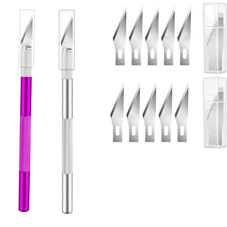 Exacto Knife, 2 Exacto Knives with 10 Spare Exacto Blades, Craft Knife, Hobby Knife, Precision Knife, Exacto Knife Set for Crafts, Arts, Modeling, Scrapbooking, Exacto Knife Blades