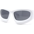 thumbnail image 1 of Exaggerated 90s Style Thick Bubble Frame Rectangle Curved Sport Plastic Sunglasses White - Black, 1 of 4
