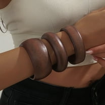 Exaggerated And Personalized Vintage Cut Wooden Bracelet