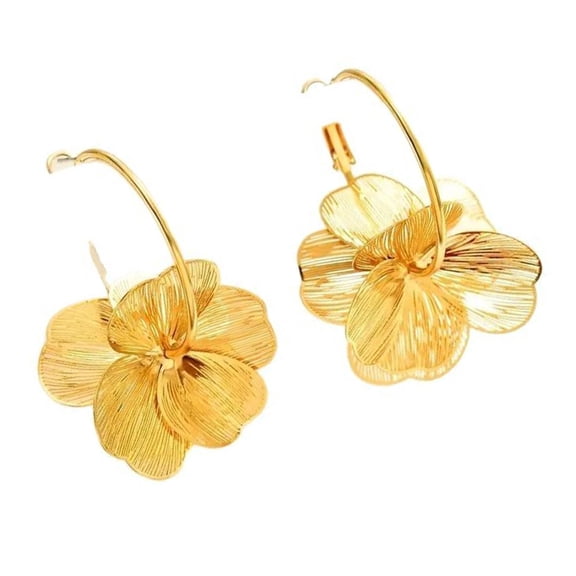 Exaggerated Floral Drop Earrings Flower Petal Pendant Ear Ring Statement Jewelry