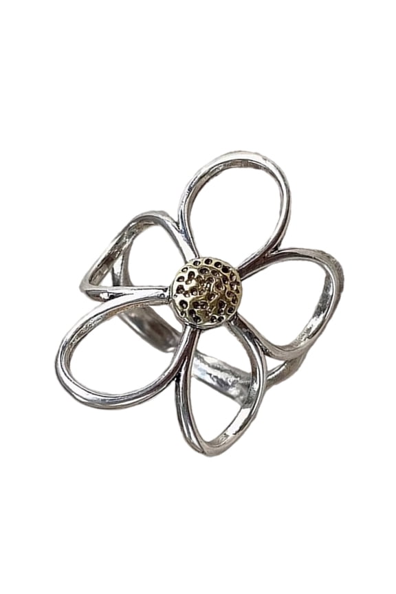 Exaggerated Flower Adjustable Rings Opening Rings Hollow Flower Metal Texture Suitable for Any Occasion