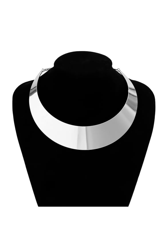 Exaggerated Metal Wire Open Cuff Torques Choker Necklace for Women Punk Wide Adjustable Chain Jewelry Punk