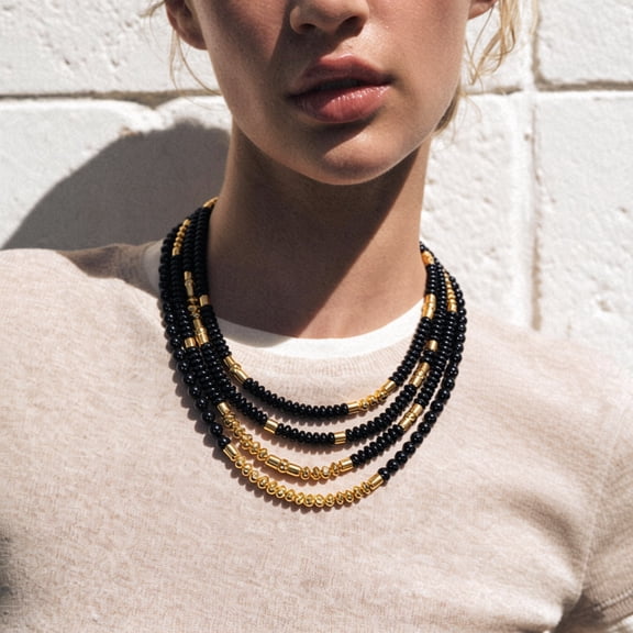 Exaggerated Multi-layer Handmade Beaded Waterfall Necklace Fashion Creative Color-blocking Beaded Jewelry for Women