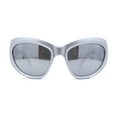 thumbnail image 1 of Exaggerated Oversized 90s Plastic Wrap Sport Plastic Sunglasses Silver Mirror, 1 of 4