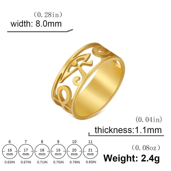 Stainless Steel Ring with Hollow Eyes Exaggerated Personality Ring Electroplated Finish Statement Ring Fashion Jewelry