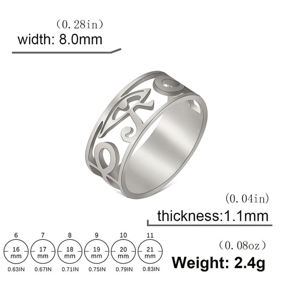 Stainless Steel Ring with Hollow Eyes Exaggerated Personality Ring Electroplated Finish Statement Ring Fashion Jewelry