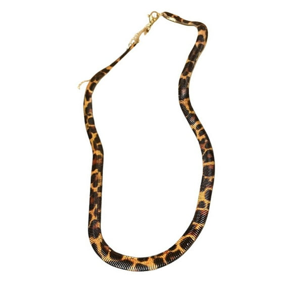 Exaggerated Retro Leopard Print Necklace Sophisticated Leopard and Braided Pattern Necklace