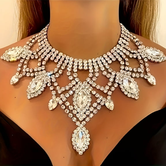 Exaggerated Rhinestone Necklace Personality Luxury Multi-layer