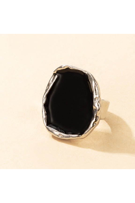 Exaggerated Temperament Alloy Irregular Gold Edging Oil Drip Ring Women