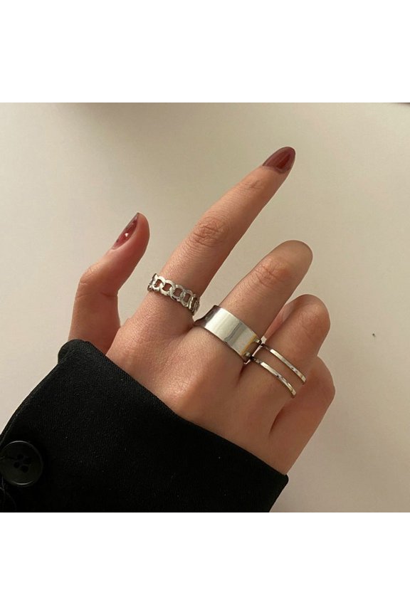 Exaggerated Two-Finger Ring: Geometric Alloy Statement Ring, Retro European Style, Electroplated Finish, Simple Design for Women