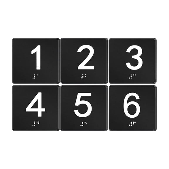 Exam Room Sign Numbers 1-6 with Braille and Tactiles 4" X 4" Identification Signs Numbers for Exam Rooms Test Center