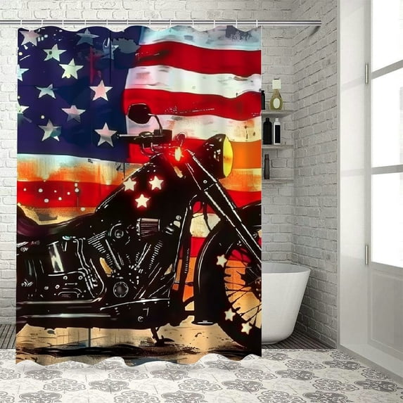 Orinice American Flag Bathroom Decor Set Multi-Size Colorful Luxurious Polyester Fabric Fashion Shower Curtain with Hooks 36x72