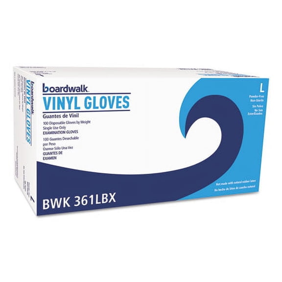 Exam Vinyl Gloves, Clear, Large, 3 3/5 Mil, 100/box, 10 Boxes/carton | Bundle of 5 Cartons