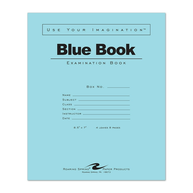Examination Blue Book, Wide/Legal Rule, Blue Cover, (4) 8.5 x 7 Sheets Examination Blue Book, Wide/Legal Rule, Blue Cover, (4) 8.5 x 7 Sheets