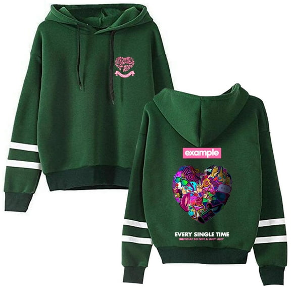 Example Pocket free hooded sweatshirt, fashionable casual long sleeved hooded sweatshirt