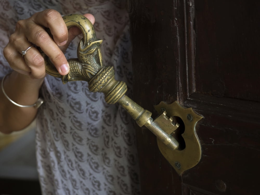 Example of large centuries old key still being used within Galle Fort Southern Province Sri Lanka Canvas Art - Panoramic Images (12 x 16)