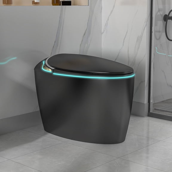 EP Exbrite Smart Toilet with Bidet, Auto Open/Close, Foot Sensor, Heated Seat, UV Sterilization, Warm Air Dryer, Black