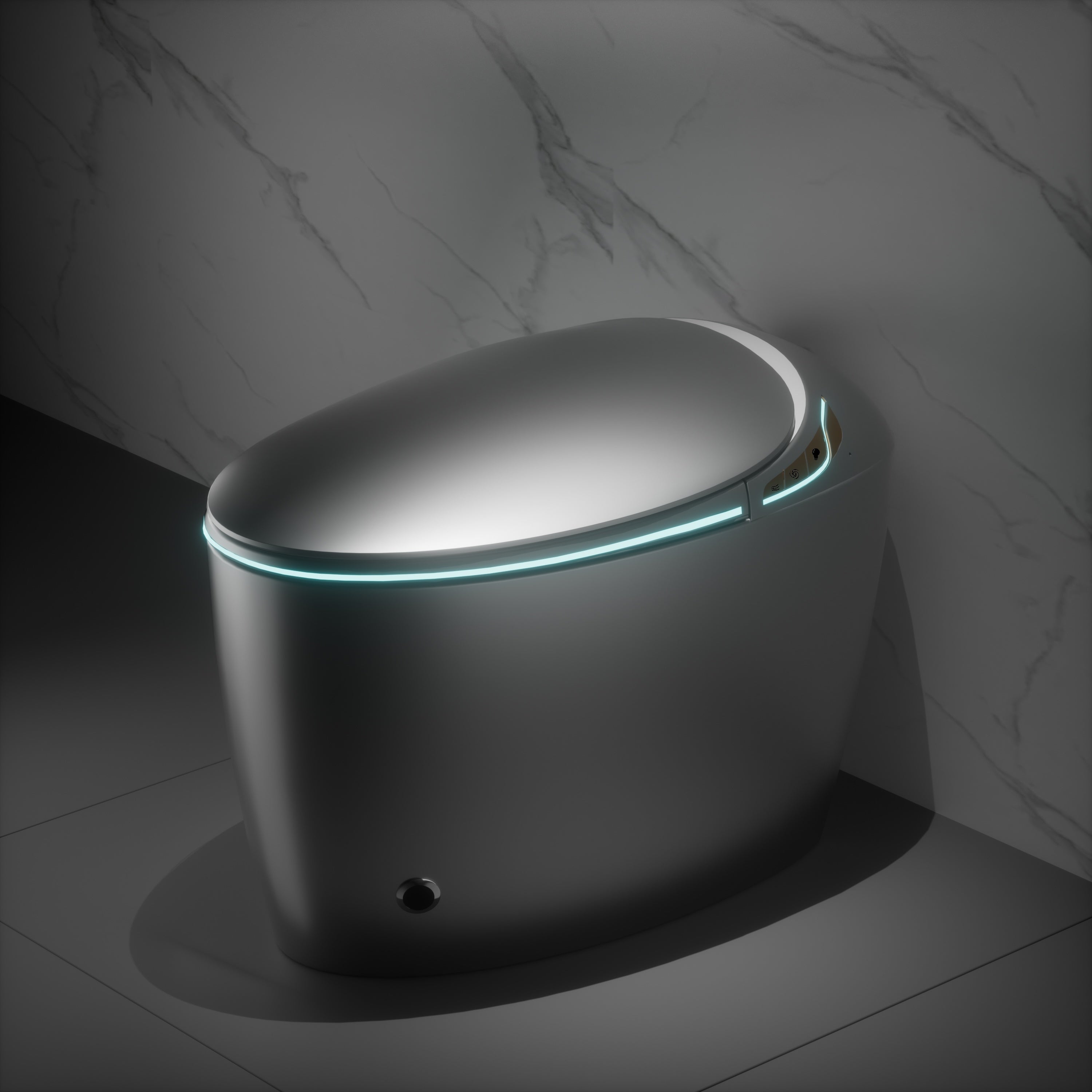 Exbrite Unique Smart Toilet with Bidet Built In, Intelligent One Piece Toilet For Modern Bathroom, Auto Open/Close Seat, Foot Sensor, LED Display,Night Light, Warm Water & Dryer,Grey