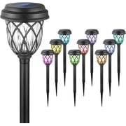ExcMark 10 Pack Solar Lights Outdoor Garden Pathway Solar Powered Yard Lights for Walkway Sidewalk Driveway. Black, Multi-colored