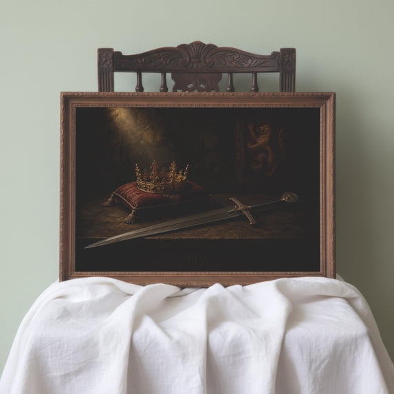 Excalibur And Crown Art Fantasy Kingdom Magical Medieval Poster ...