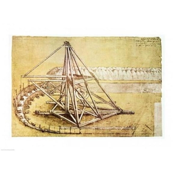 Excavating Machine From Codex Atlanticus Poster Print by Leonardo Da Vinci - 24 x 18 in.