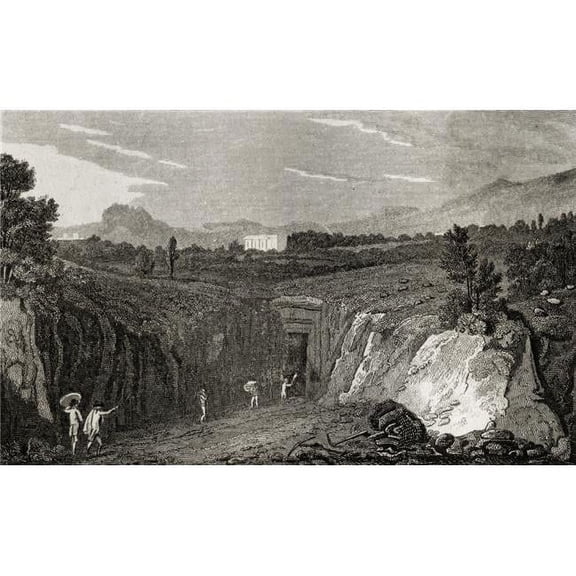 Excavation Leading To The Remains of Herculaneum. Engraved by Lacey After Poster Print, Large - 38 x 24