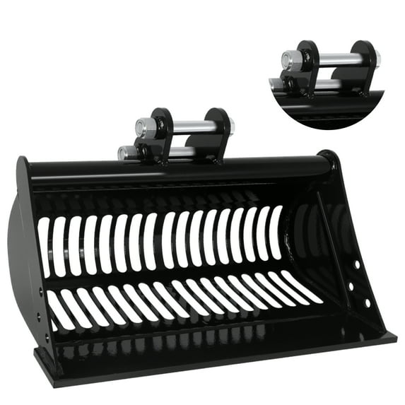 Excavator Attachments Soil Sieving Buckets for Small Digger, High Manganese Steel Filter Frame, 23.6 Inch Sieve Bucket, Precise Stone-Soil Separation Excavator Accessory, for Material Filtering