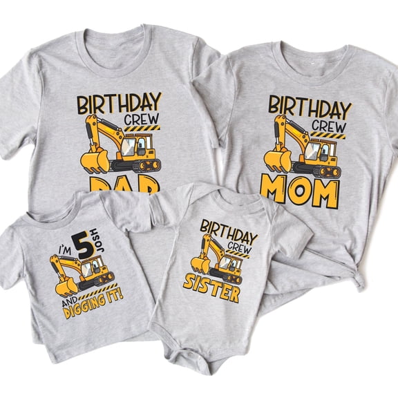 Excavator Birthday Shirt, Family Matching Construction Birthday Shirt, Construction Birthd