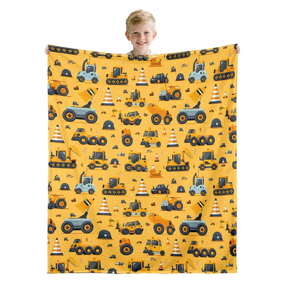 Excavator Blanket Construction Gifts for Kids Truck Blanket Soft Tractor Toys Throw Blankets Boys Car Theme Decor Blankets 30x40 Inch