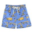 thumbnail image 1 of Excavator Blue Pattern Swim Trunks Quick Dry Beach Pool Board Shorts Lightweight Stylish Print Sizes 2T to XL, 1 of 8