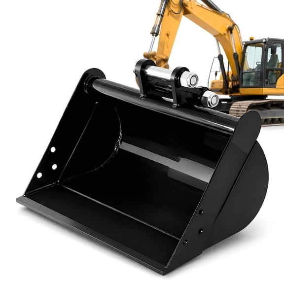 Excavator Bucket Attachments,15 Gallon Flat Backhoe Buckets,Manganese Steel Excavator Bucket Accessories for Farmland Construction Jobs