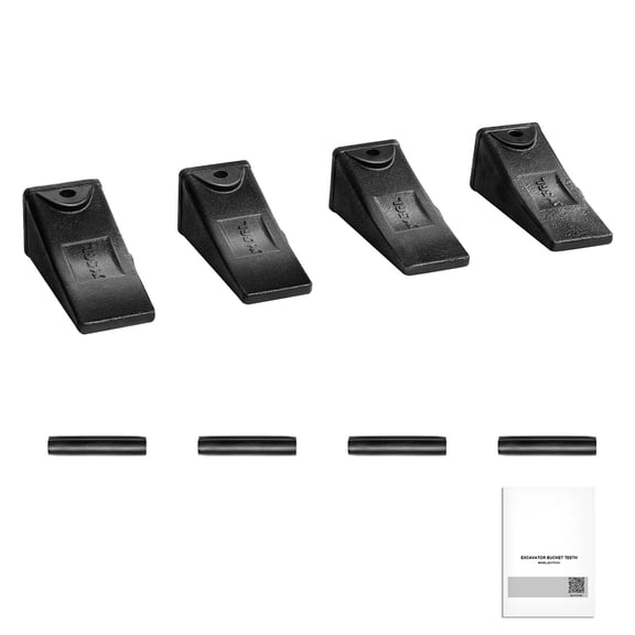 Heavy Duty Excavator Bucket Teeth Set 4 Pack X156L with Pins 5.3 Inch Alloy Steel Replacement Digging Teeth for Skid Steer Mini Excavator Construction Mining Earthmoving Equipment Durable Use