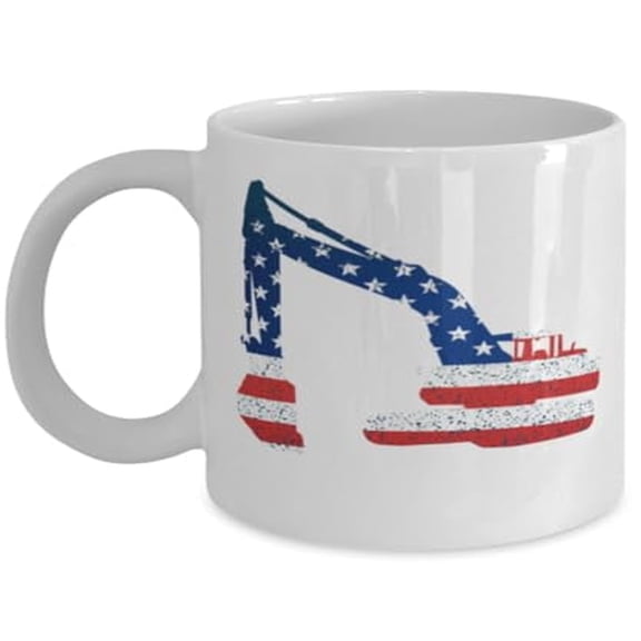 Excavator 11 oz Coffee Mug - Heavy Equipment Construction Gift White Ceramic
