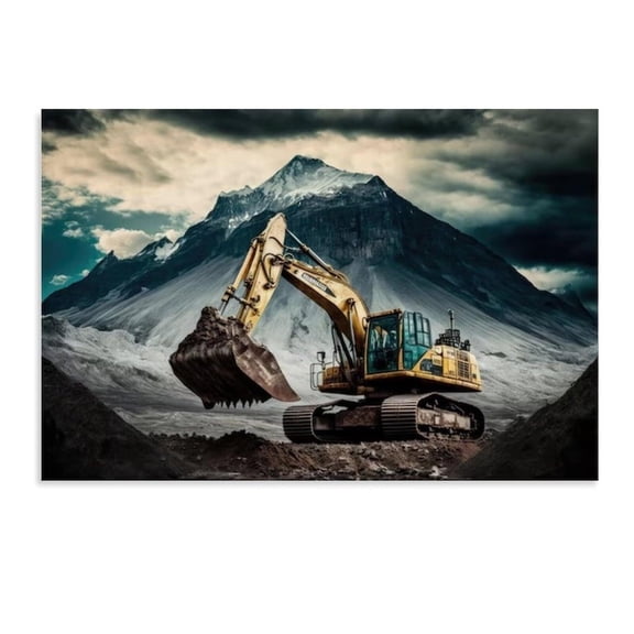 Excavator Construction Site Poster Construction Heavy Equipment Poster (5) Canvas Poster Wall Art Decor Print Picture Paintings for Living Room Bedroom Decoration