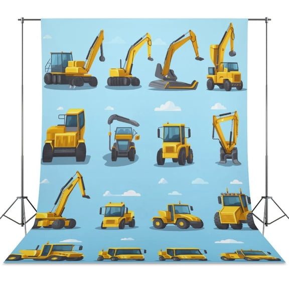 Excavator Construction Vehicle Truck Backdrops for Photography for Party Backdrop Wedding Backdrop Background Picture