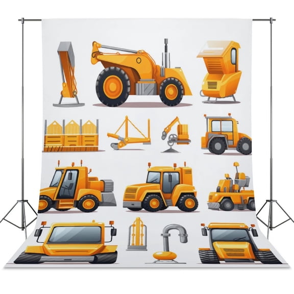 Excavator Construction Vehicle Truck Backdrops for Photography for Party Backdrop Wedding Backdrop Background Picture