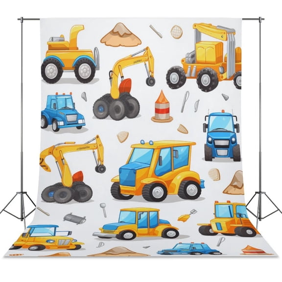 Excavator Construction Vehicle Truck Backdrops for Photography for Party Backdrop Wedding Backdrop Background Picture
