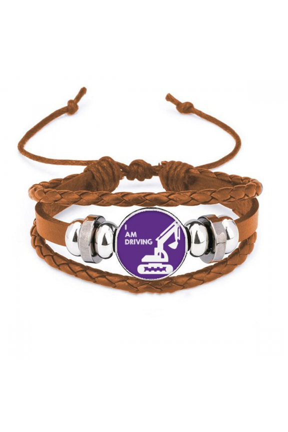Excavator Driving Transfer Tool Bracelet Wristband Leather Jewelry Ornament