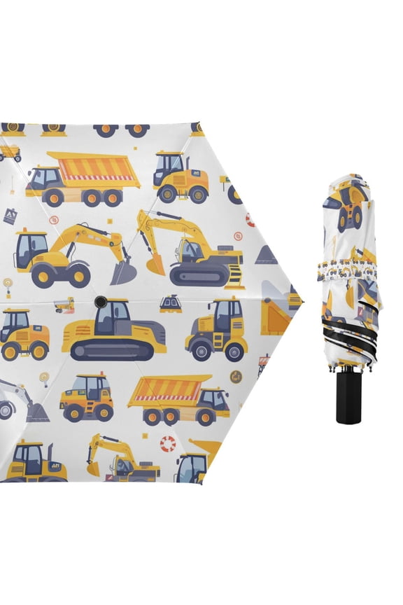 Excavator Dump Truck Compact Sun Umbrella Windproof Travel Umbrellas for Rain Strong Portable UV Protection