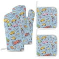 thumbnail image 1 of Excavator Fire Truck Racing Oven Mitt And Pot Holder Set Oven Glove for Kitchen Baking Cooking Grilling, 1 of 6