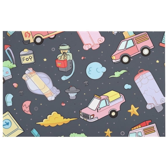 Excavator Fire Truck Racing Rug - for Living Room, Bedroom, And Dining Room Bathroom