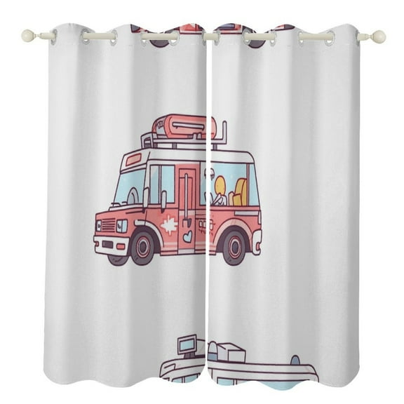 Excavator Fire Truck Racing Window Curtain Panels Grommet Blackout Curtains Blackout Curtains for Living Room