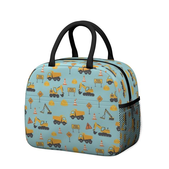 Excavator and Hard Hat Blue Pattern Insulated Leakproof Lunch Box for Work, Lunch Bag for Women Men, Loncheras Para Mujer for Beach Travel Picnic Camping