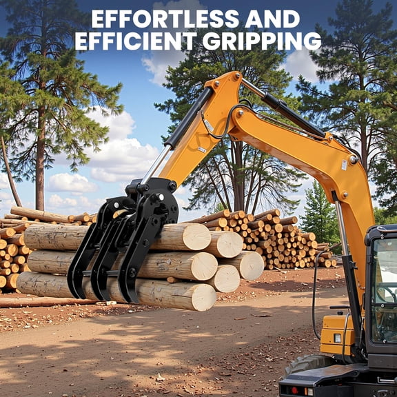 Excavator Log Grapple, 6600 lbs Heavy Duty Hydraulic Grab Attachment, High Strength Manganese Steel, 120 Opening, 15"W x 23.8"H x 9.8"D, Universal for Logging, Stone, Debris, Construction