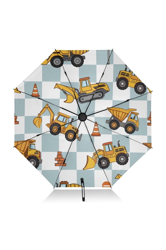 Excavator Pattern Umbrella Folding Sun Umbrella Travel Auto Open Close Large UV50+ 40in