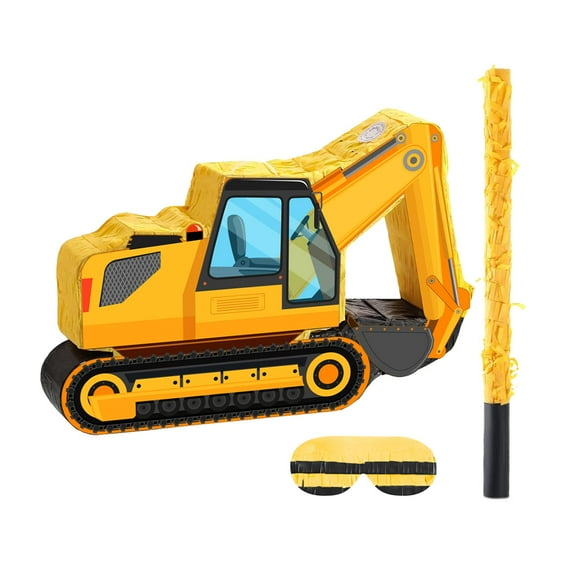 Excavator Piata Prop Large 16 Inch Construction Vehicle Shape for Childrens Birthday Party Activities