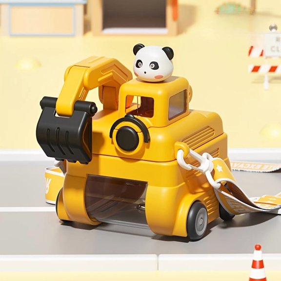 Excavator Plastic Water Cup 16.91oz High-Value Large Capacity Portable Cartoon Water Cup Fashionable Leader Outdoor Excavator Water Bottle